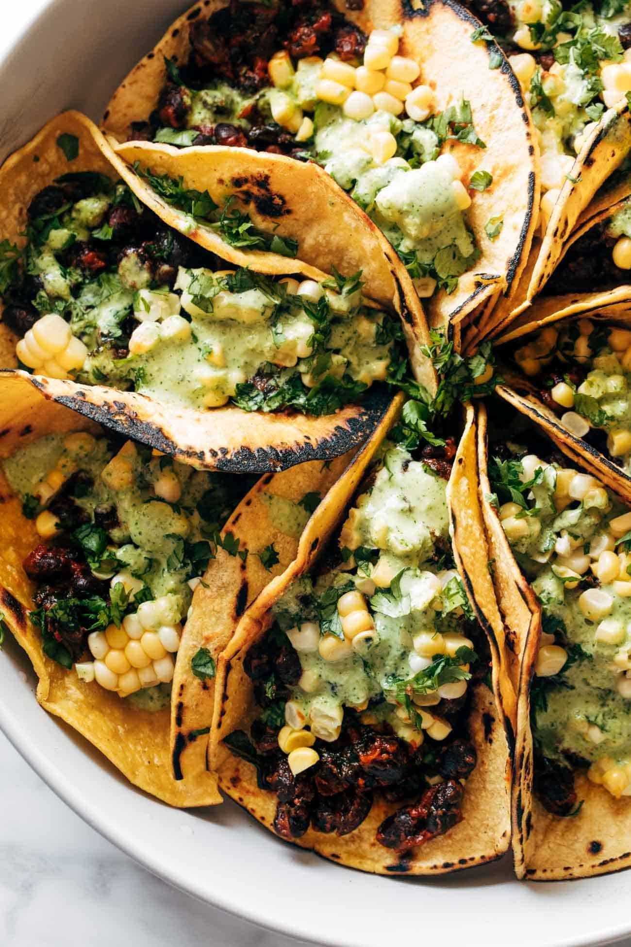 Greens and beans tacos.