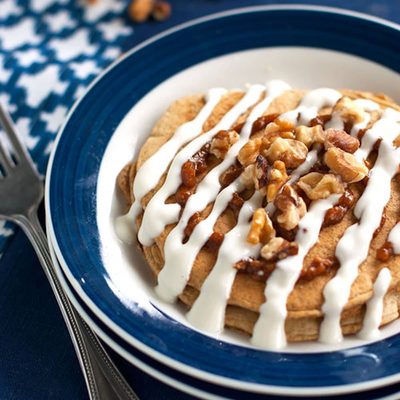 A picture of Healthy Cinnamon Roll Pancakes